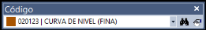 Barra de herramientas mostrando como código activo el código  (curva de nivel fina)