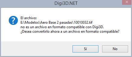Cuadro de dialogo antiguo solicitando si hacer imagen compatible con Digi3D