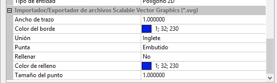 Parámetros de exportación svg