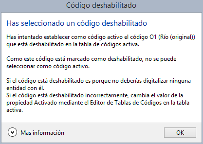 Código deshabilitado