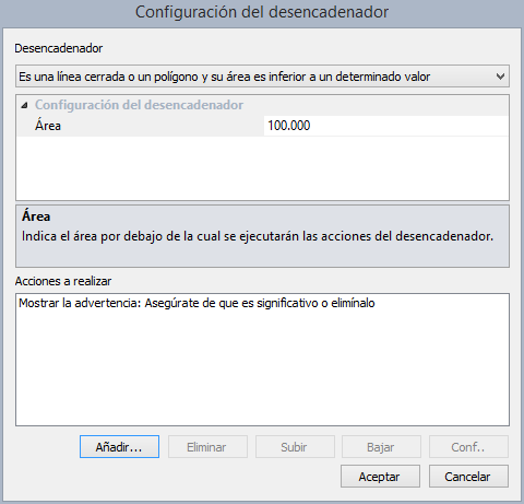 Cuadro de diálogo Configuración del desencadenador