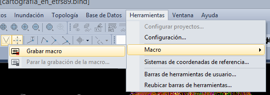 Opción del menú grabar una macro