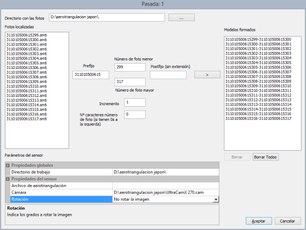 Campo rotación al crear multiples proyectos