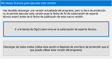 No tienes licencia para la versión a descargar